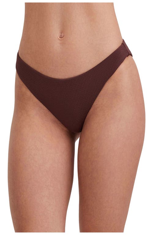 Shop Au Naturel By Gottex Solid Textured Mid-rise Swim Bottom In Brunette