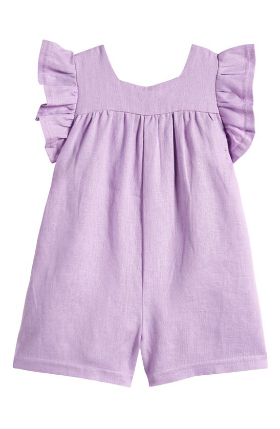 Shop Tiny Tribe Kids' Flutter Sleeve Cotton Gauze Romper In Lilac