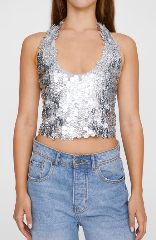 Shop Nasty Gal Paillette Halter Top In Silver