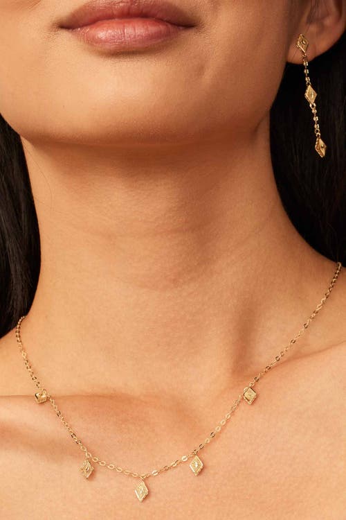 Oradina Women's 14k Yellow Gold Roma Diamond Station Charm Necklace In Yellow Gold