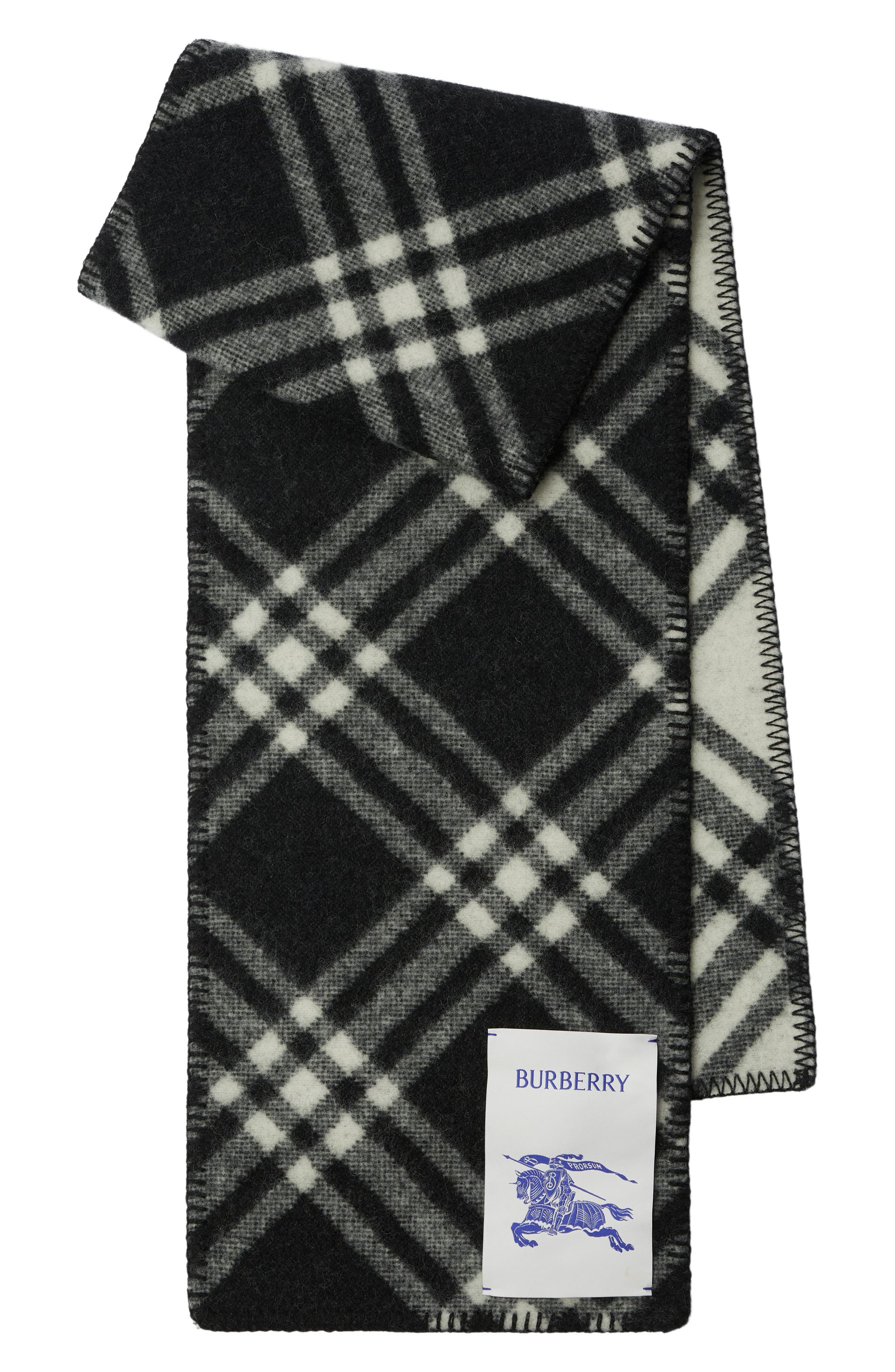 Burberry check-pattern wool scarf - Black