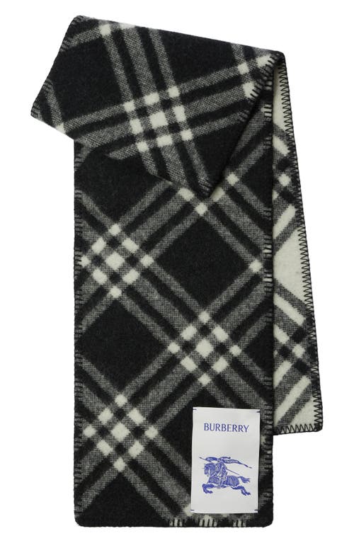 burberry Equestrian Knight Design Patch Check Wool Scarf in Black at Nordstrom