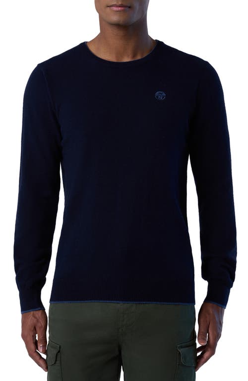 Logo Embroidered Crewneck Sweater in Navy Blue
