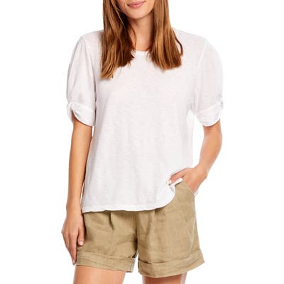 Michael Stars Victoria Knotted Sleeve Tee, Size One Size - White