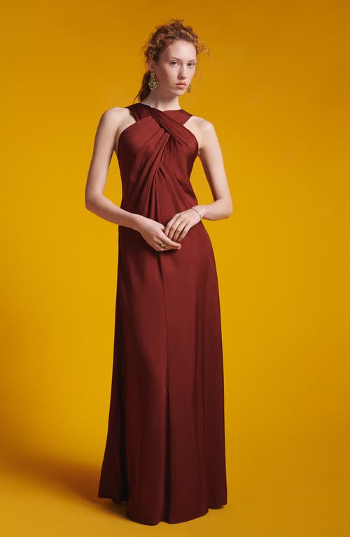 Shop Diane Von Furstenberg Alia Crossneck Maxi Dress In Chestnut