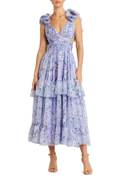 Floral Ruffle Tiered Maxi Dress in Lilac Multi