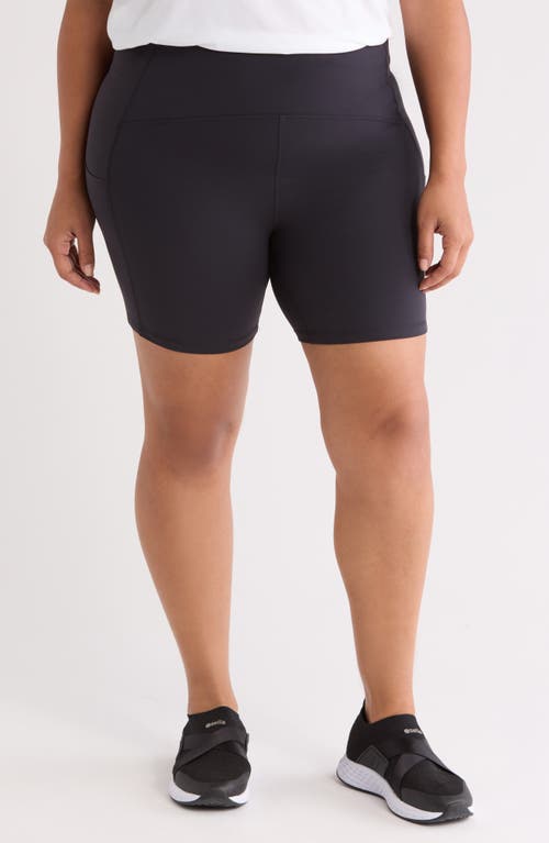 Shop Zella Studio Luxe Pocket Bike Shorts In Black