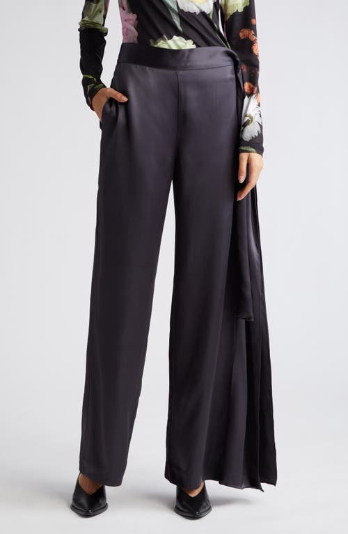 Stine Goya Gracie Wide Leg Satin Pants Jet Black at Nordstrom,