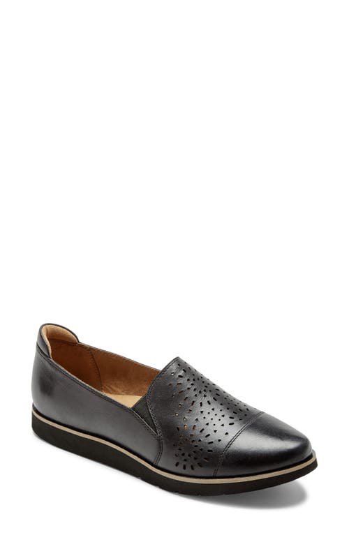 Laci Perforated Slip-On in Black Leather