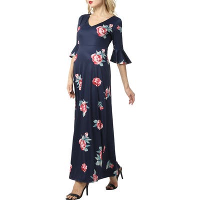 Kimi And Kai Louisa Floral Maternity Maxi Dress, Blue