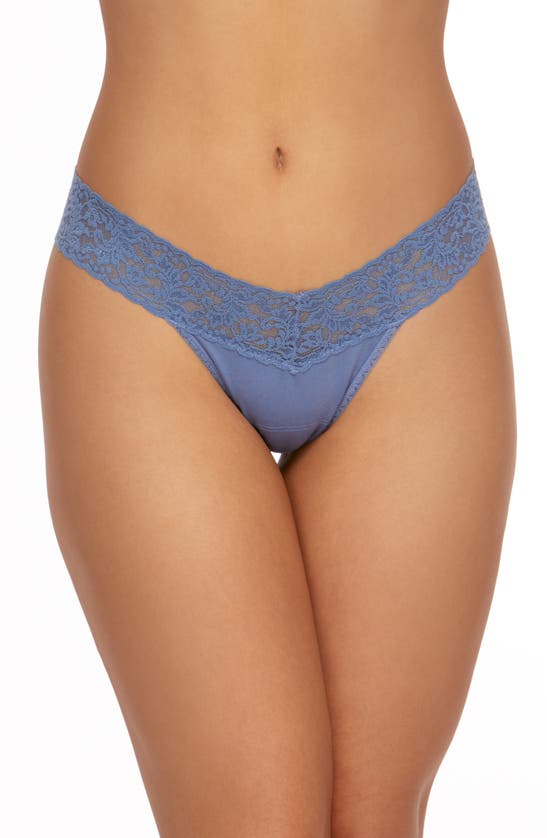 Hanky Panky Eco Rib Low Rise Thong In Washed Indigo Blue