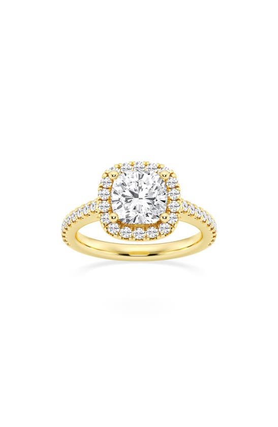 Badgley Mischka 14k Gold Cushion Cut Lab Created Diamond Halo Ring In Yellow