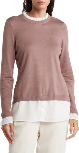 Ruffle Neck Twofer Sweater