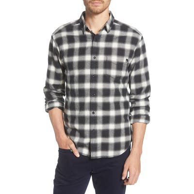 Life/after/denim Dark Shadow Regular Fit Plaid Button-Up Flannel Shirt, Ivory