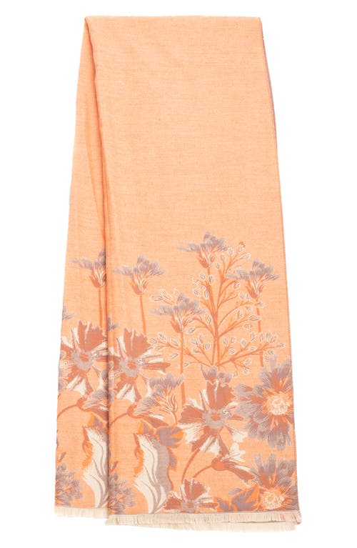Saachi Floral Pattern Reversible Scarf In Orange/blush