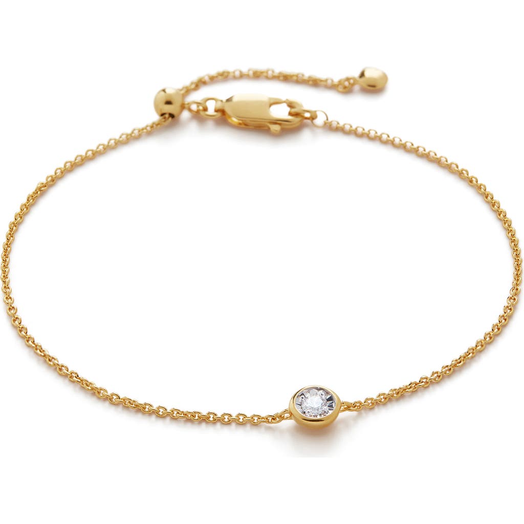 Monica Vinader Diamond Solitaire Pendant Bracelet In 18k Gold Vermeil