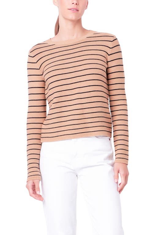 English Factory Stripe Crewneck Sweater In Tan/black