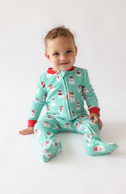 Shop Posh Peanut Santa Medley Pacci Fitted Footie Pajamas In Green