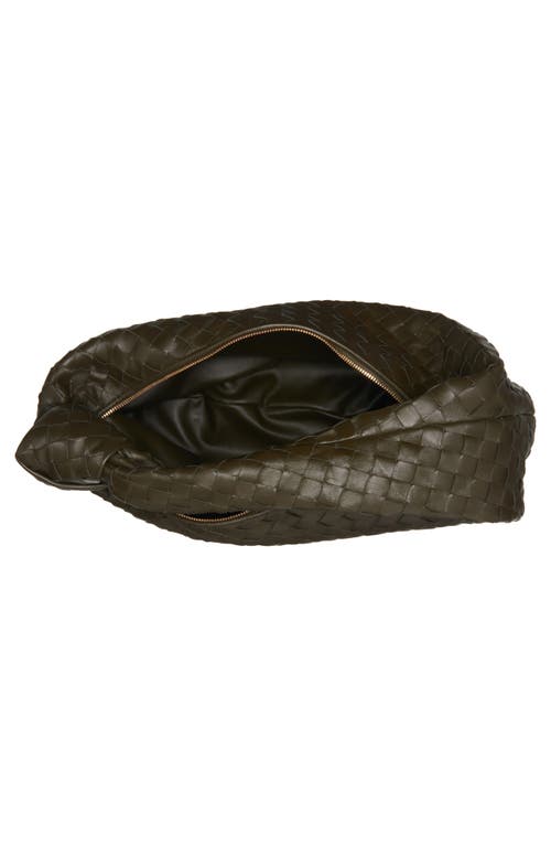 Bottega Veneta Bv Jodie Leather Hobo Bag In 3323 Kaki-gold