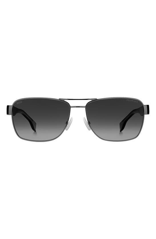 HUGO BOSS 60MM POLARIZED RECTANGULAR SUNGLASSES