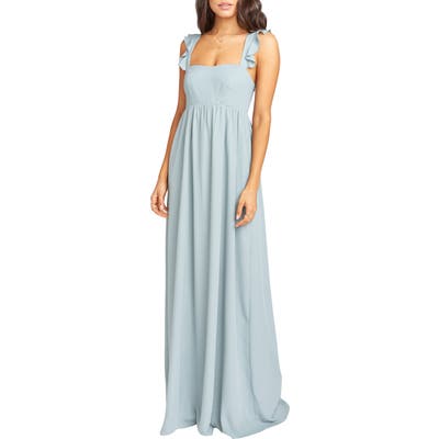 Show Me Your Mumu June Ruffle Strap Evening Dress, Blue/green