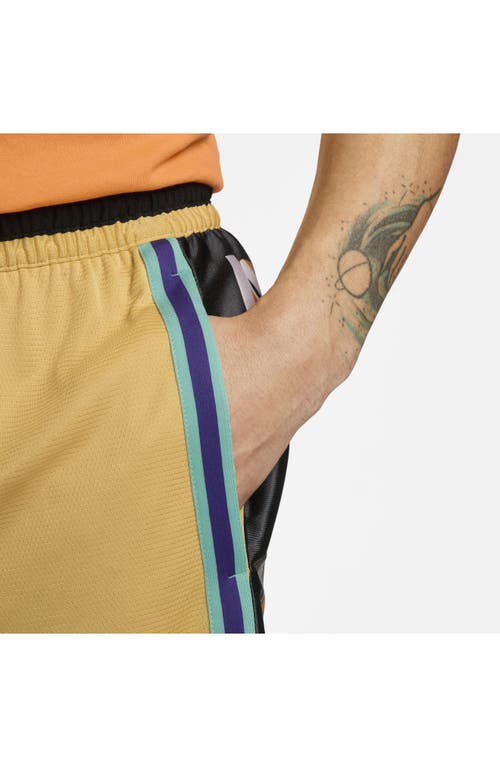 Shop Nike Dri-fit Dna Basketball Shorts In Gold/washed Teal/black