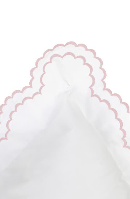 Melange Home Embroidered Scallop Trim Cotton Percale Duvet Set In Ross/white