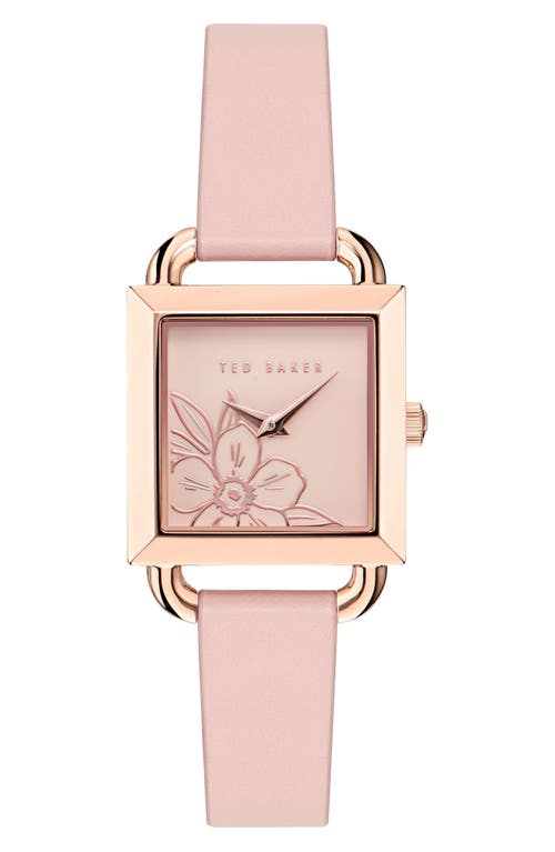 Square Leather Strap Watch in Pink