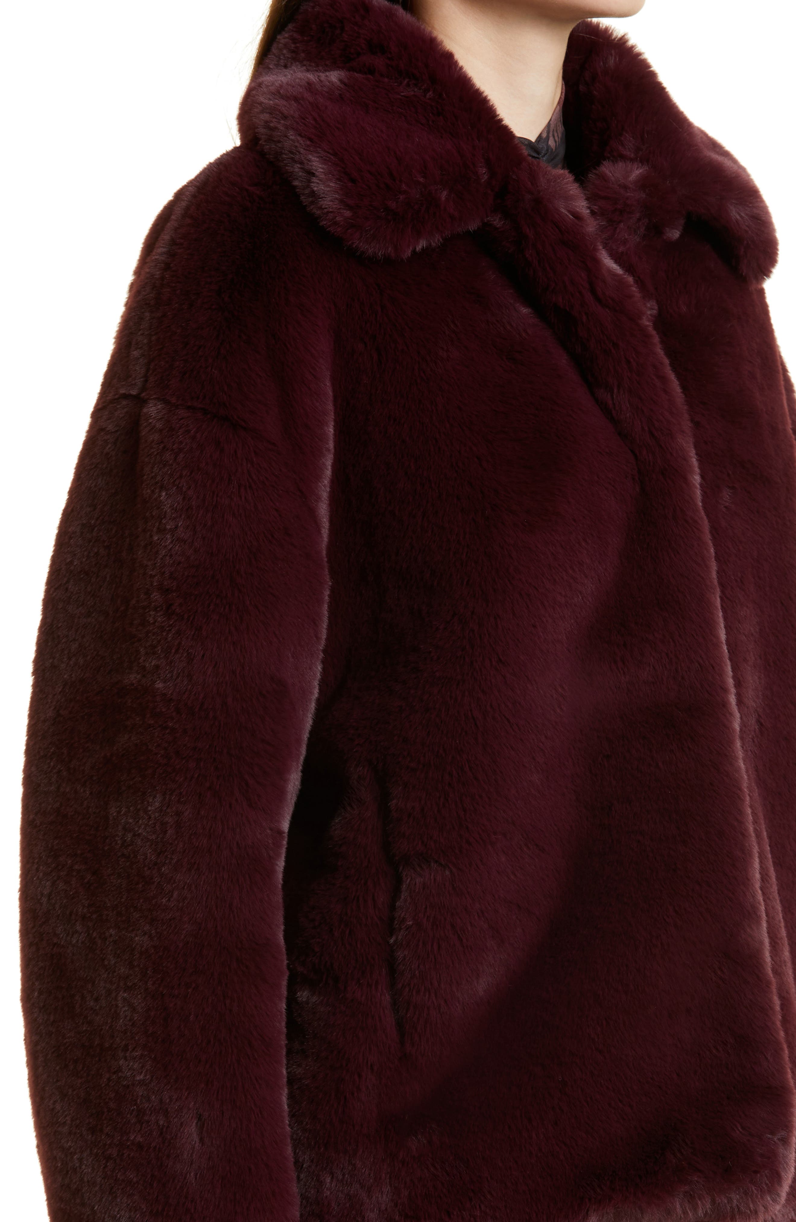 Ted Baker Womens Deep Purple Liliam Faux Fur Coat