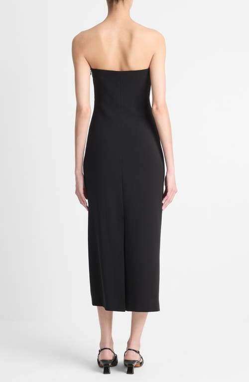 Shop Vince Ruched Strapless Midi Dress In Black