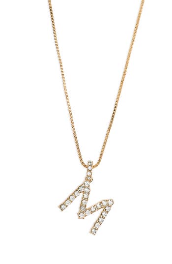 Shop Baublebar Crystal Initial Pendant Necklace In Gold M