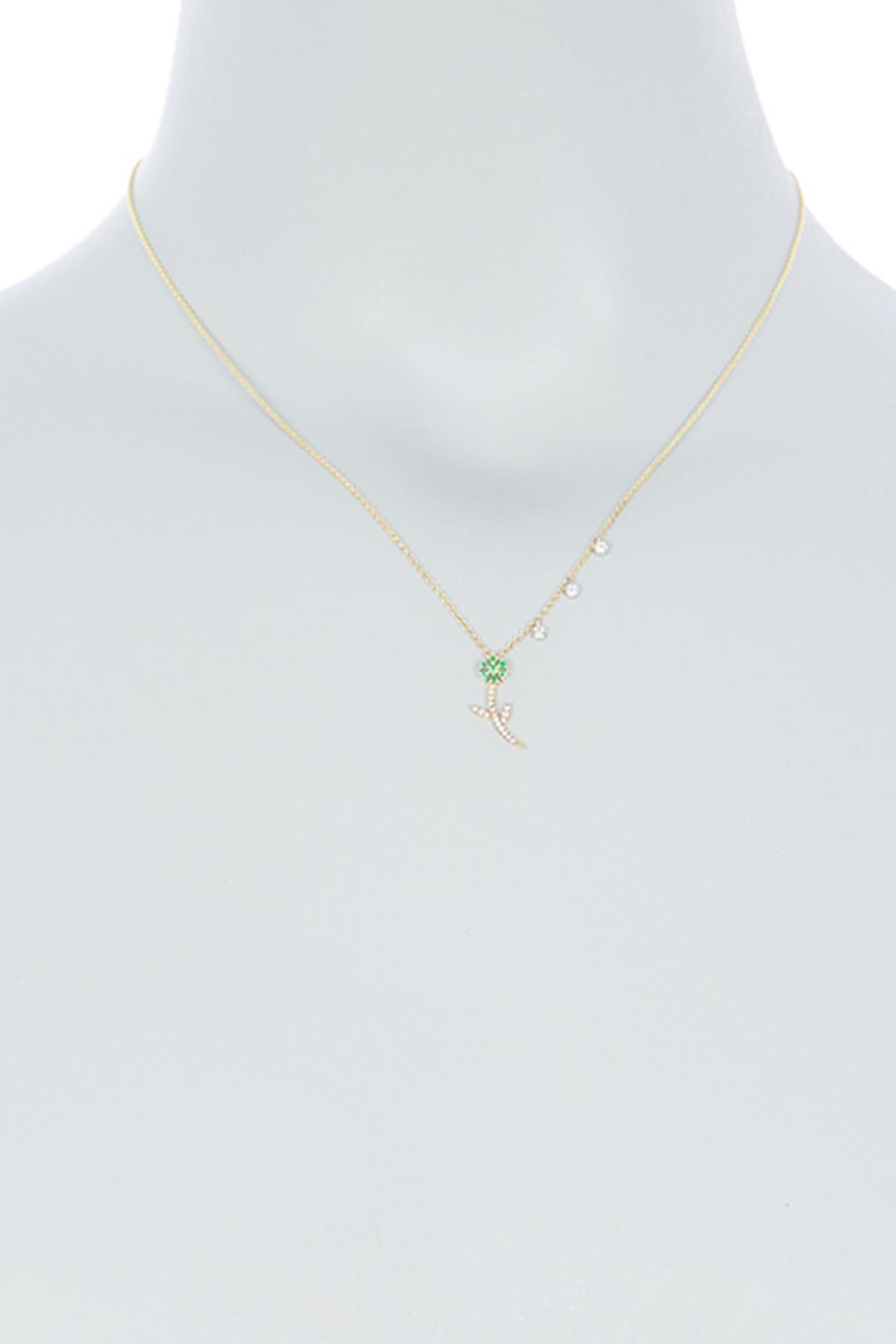 Meira T 14k Yellow Gold Emerald & Diamond Flower Pendant Necklace