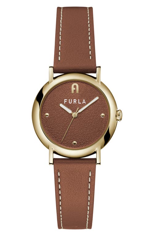 Furla Easy Shape Leather Strap Watch, 32mm In Brown