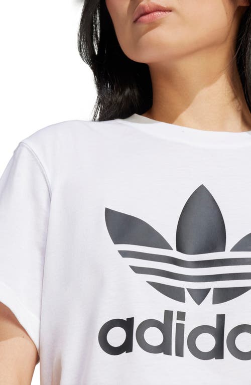 Adidas Originals Adicolor Trefoil Boxy Graphic T-shirt In White