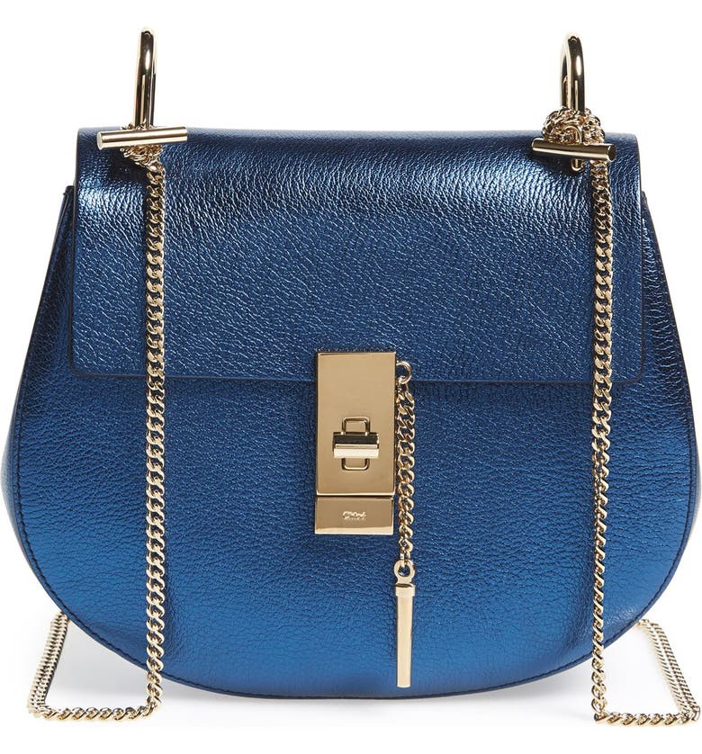 Chloé 'Mini Drew' Metallic Pebbled Leather Shoulder Bag | Nordstrom