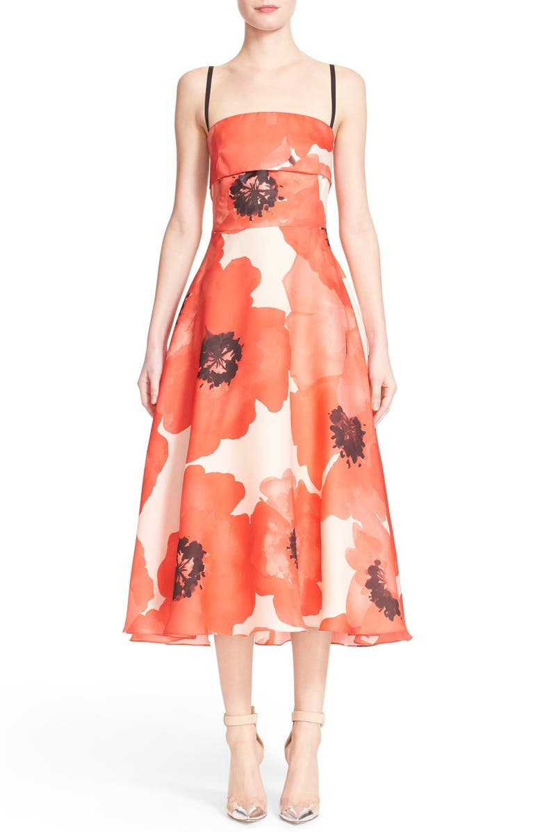 Lela Rose Poppy Print A-Line Midi Dress | Nordstrom