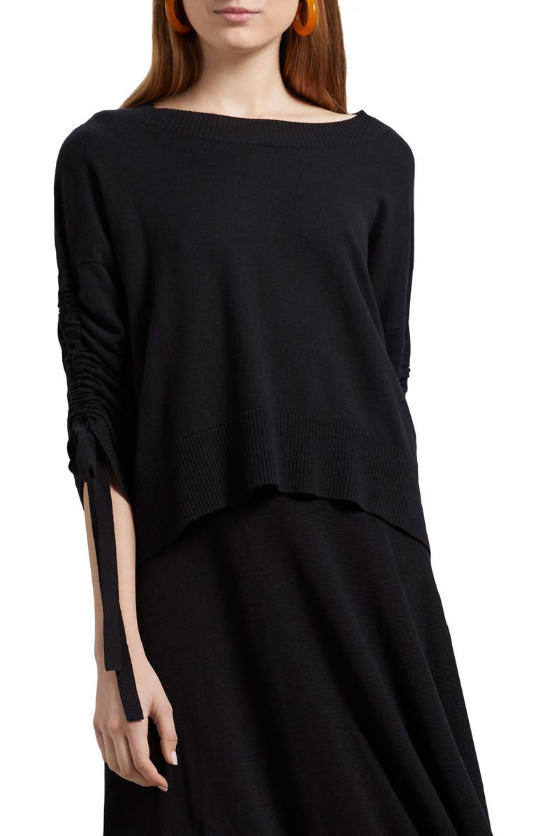 Michael Stars Cecily Ruched Sleeve Pullover | Nordstrom