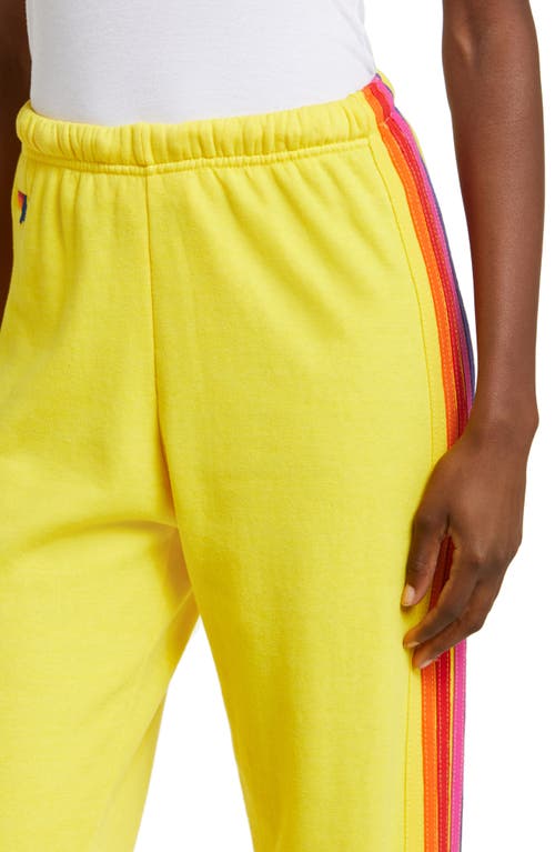 Aviator Nation Stripe Sweatpants In Lemon/yellow Purple