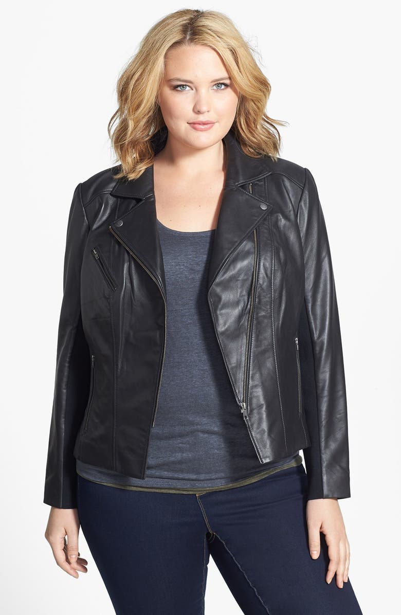 Halogen® 'Powder' Lambskin Leather Jacket (Plus Size) | Nordstrom