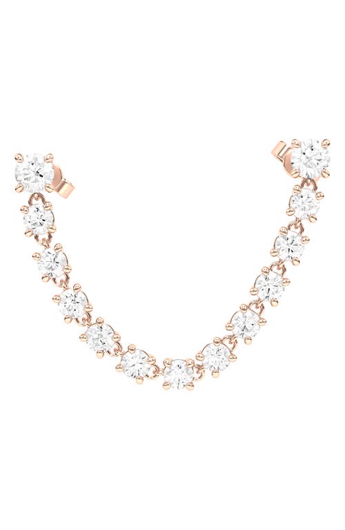 HauteCarat Lab Created Diamond Rope Chain Single Earring with Two Round Studs in 18K Rose Gold at Nordstrom