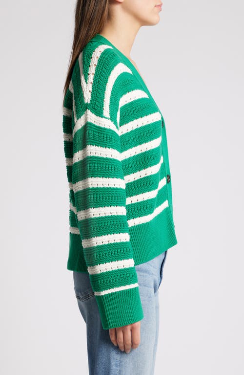 Shop Rails Geneva Stripe Cotton Blend Cardigan In Kelly Stripe