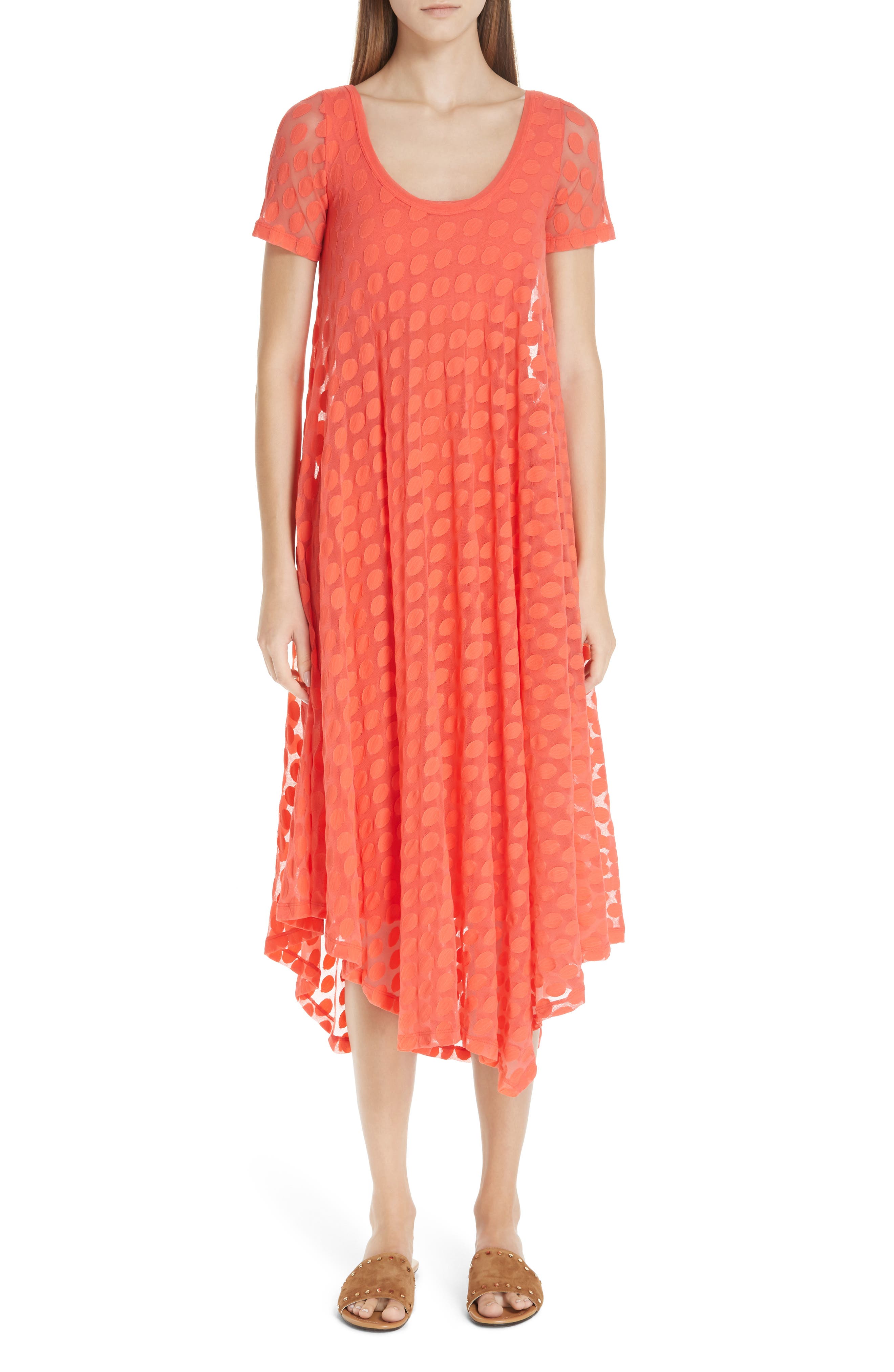 Fuzzi Dot Tulle Dress, Orange