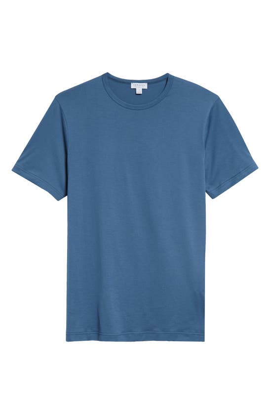 Sunspel Cotton Crewneck T-shirt In Steel Blue