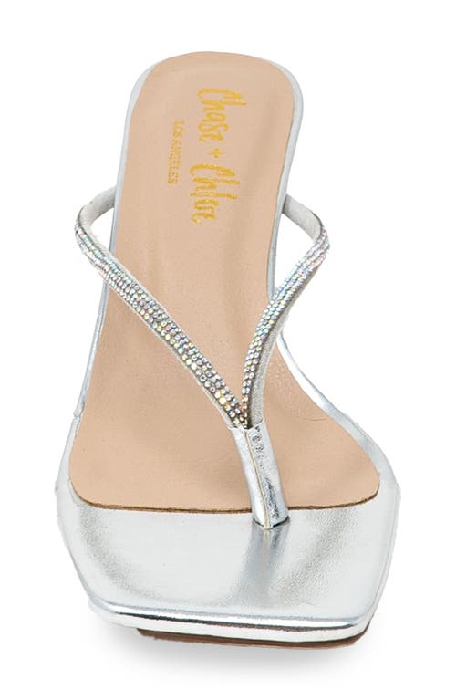 Chase & Chloe Chase And Chloe Rhinestone Kitten Heel Sandal In Silver Metallic
