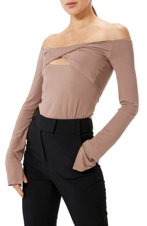 Olympia Twist Cutout Off the Shoulder Top in Mushroom