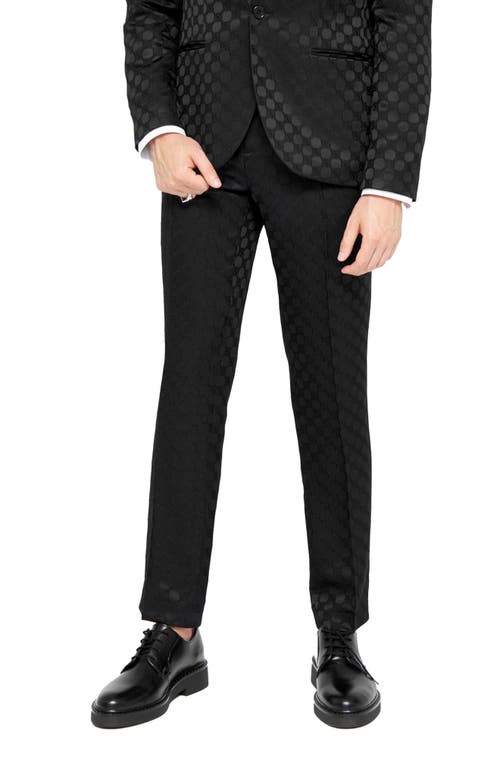 Shop Twisted Tailor Papatya Slim Fit Flat Front Black Jacquard Trousers