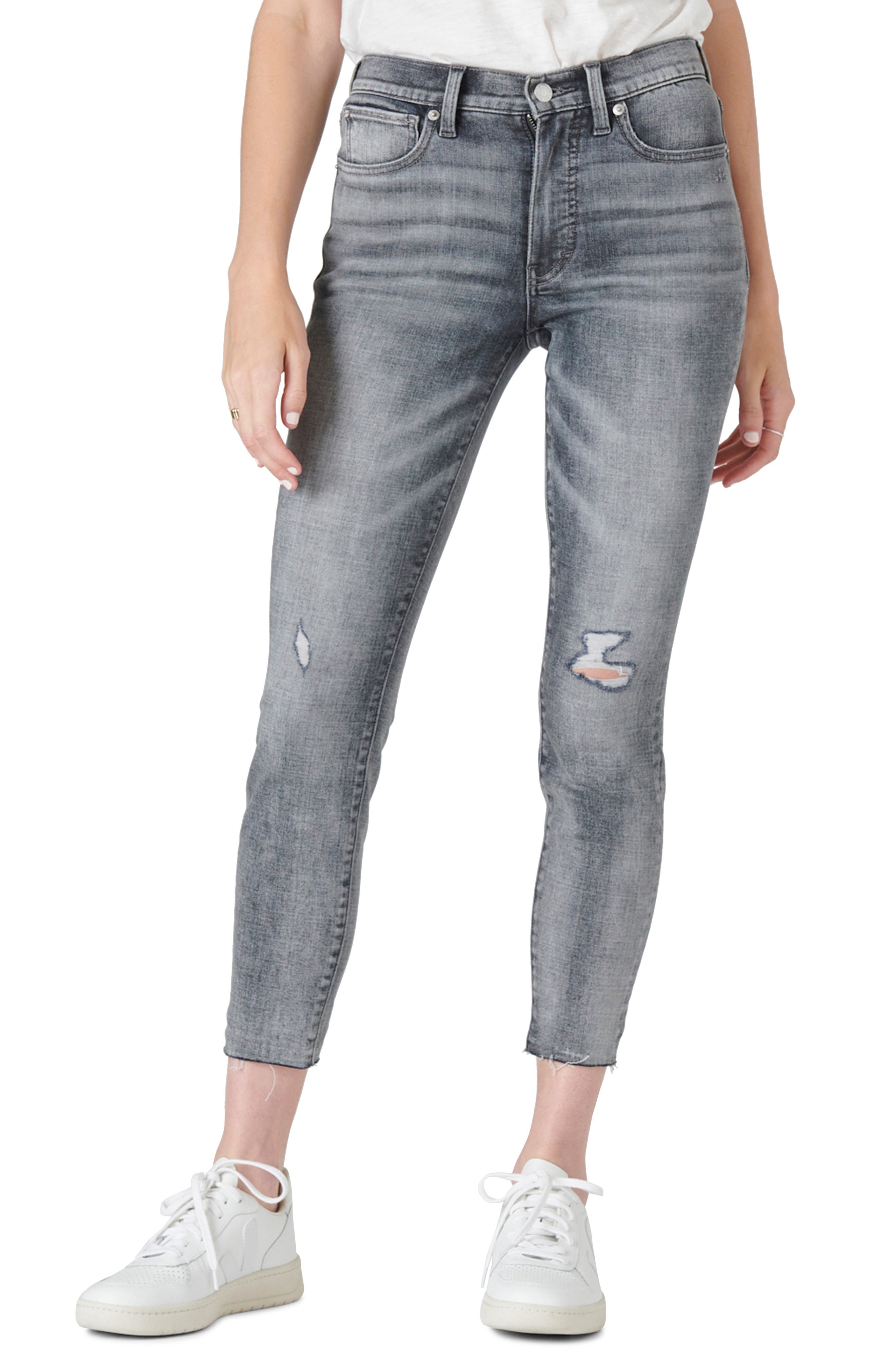 dark gray distressed jeans