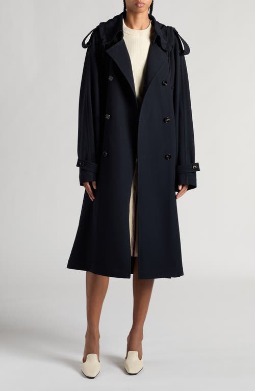 Bottega Veneta Double Breasted Compact Wool Gabardine Trench Coat in 4246 Midnight Blue at Nordstrom, Size 0 Us