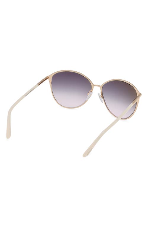 Tom Ford Penelope 59mm Gradient Round Sunglasses In Shiny Rose Gold/smoke