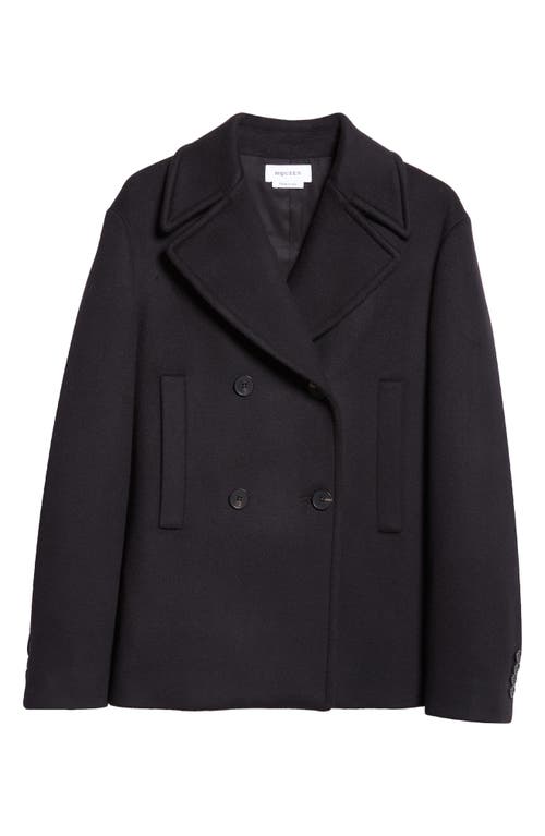 Shop Alexander Mcqueen Wool & Cashmere Peacoat In Black